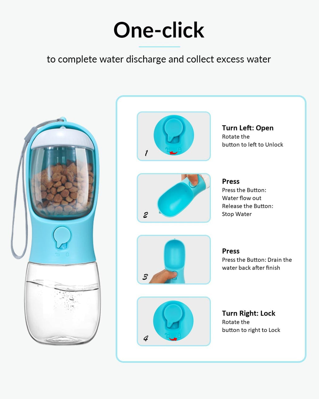 Dog Water Bottle With Food Container